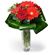Carmen. A delicate and stylish arrangement of red gerberas and roses in a vase.. Novosibirsk