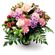 Veronica. A tender and charming bouquet of roses, carnations, alstroemerias and chrysanthemums in pink and lilac colors.. Novosibirsk