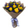 The Flower&#39;s Melody. Hand-tied round bouquet of bright yellow roses and statice.. Novosibirsk