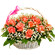 Poetry of feelings. Beautifully decorated basket of pink roses with assorted greens.. Novosibirsk