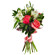 Bouquet of roses and alstroemerias with greenery. Novosibirsk