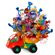 Cheerful lorry. Bouquet of candies decorated from a toy truck. Novosibirsk