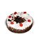 Biscuit cake with cherry. 5 red roses are delivered along with a cake.. Novosibirsk