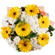 Sunny Day. This expressive arrangement in yellow and white colors combines brightness and tederness very well. This bouquet of gerberas and chrysanthemums is a perfect gift idea.. Novosibirsk